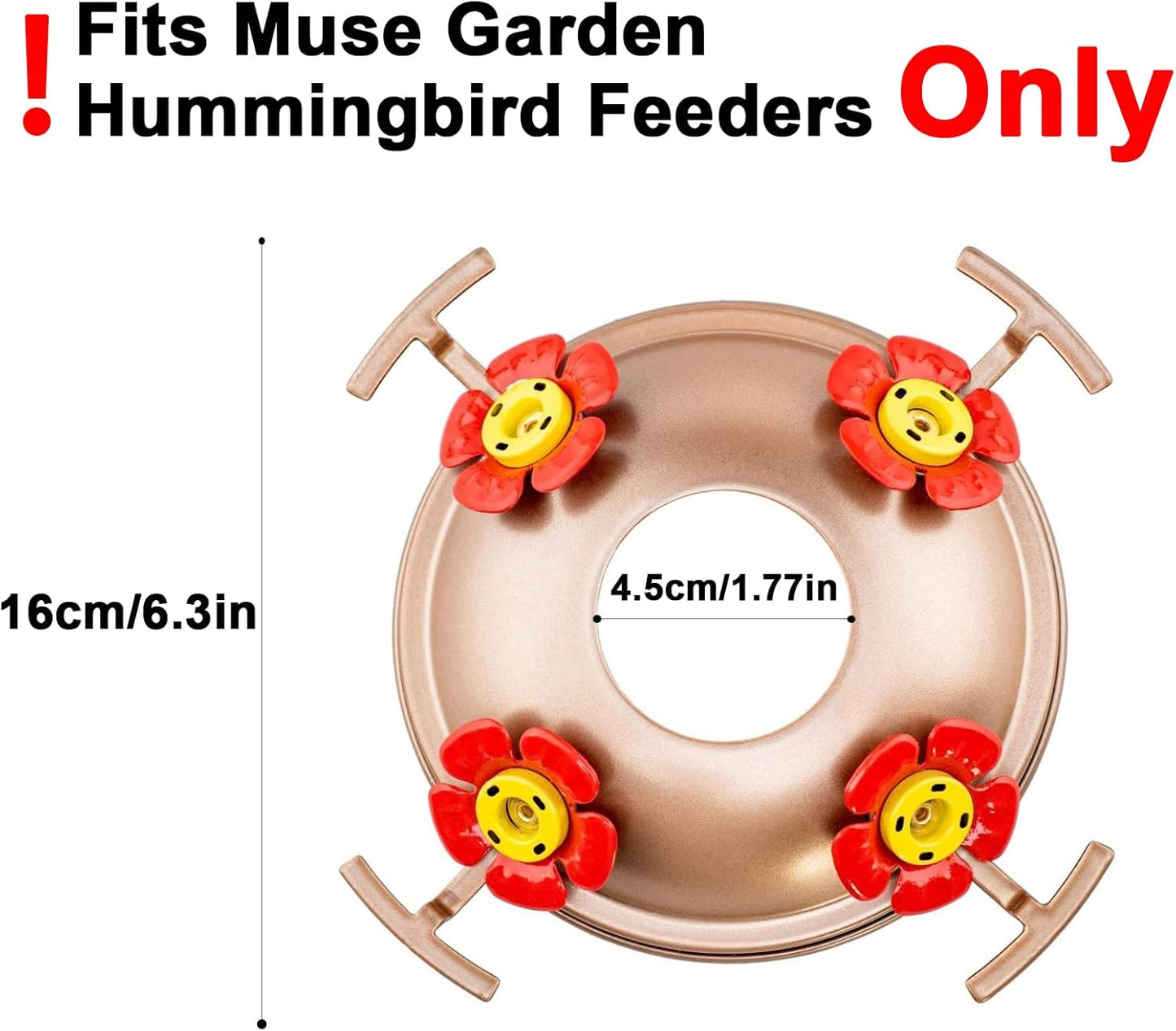 Muse Garden Upgraded Replacement Metal Base, Fits Hummingbird Feeders of Muse Garden Only, No Rust, Safe for Hummingbirds, Copper+Yellow Color Bottom