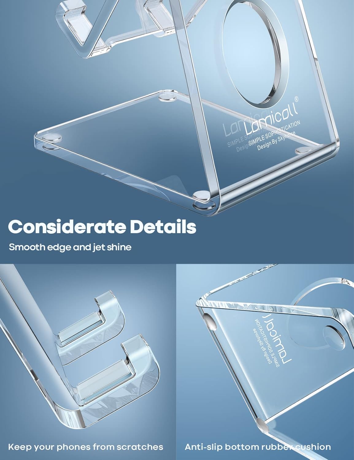 Lamicall Cell Phone Stand, Desk Accessories - Clear Office Cell Phone 