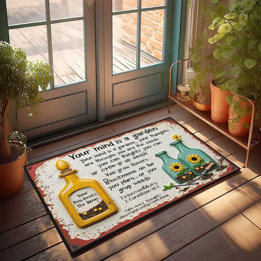 Plain Welcome Mat Your Mind is A Garden: Cultivating Thoughts and Seeds for Growth Doormat Farm Mat Funny Bathroom Rugs(50X80CM)