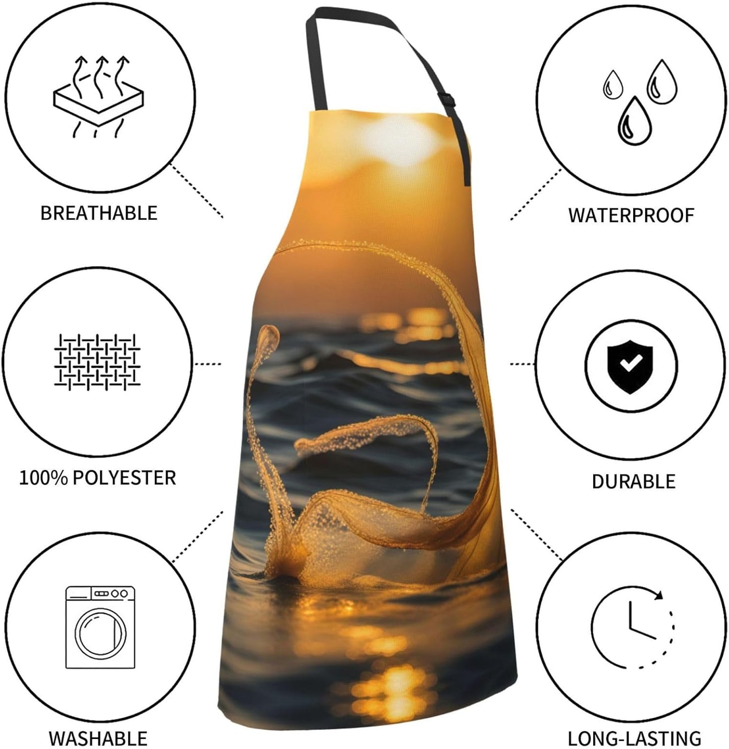 Mermaid Tail print Waterproof chef's apron with pocket apron for kitchen cooking baking barbecue and gardening