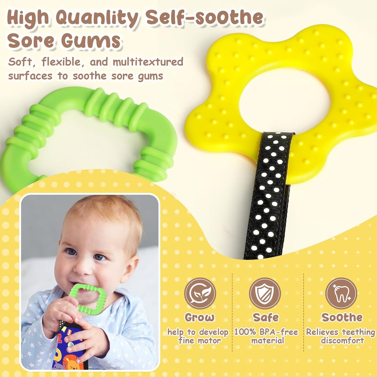 URMYWO Tummy Time Toys - Black and White High Contrast Baby Toy for Ne