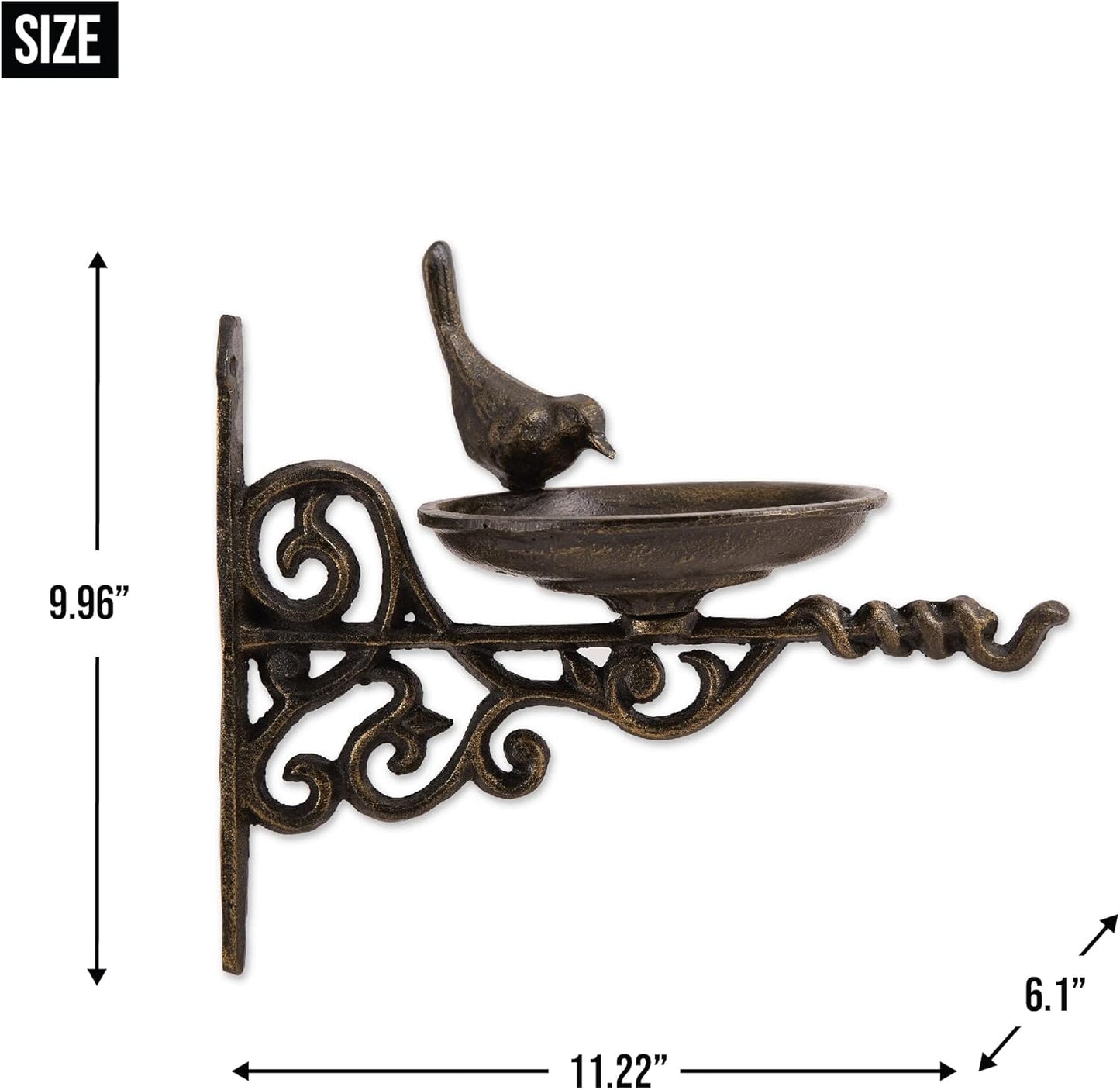 DII Cast Iron Collection Wall Mounted Birdfeeder, Ornate, 11.2x6x9.9