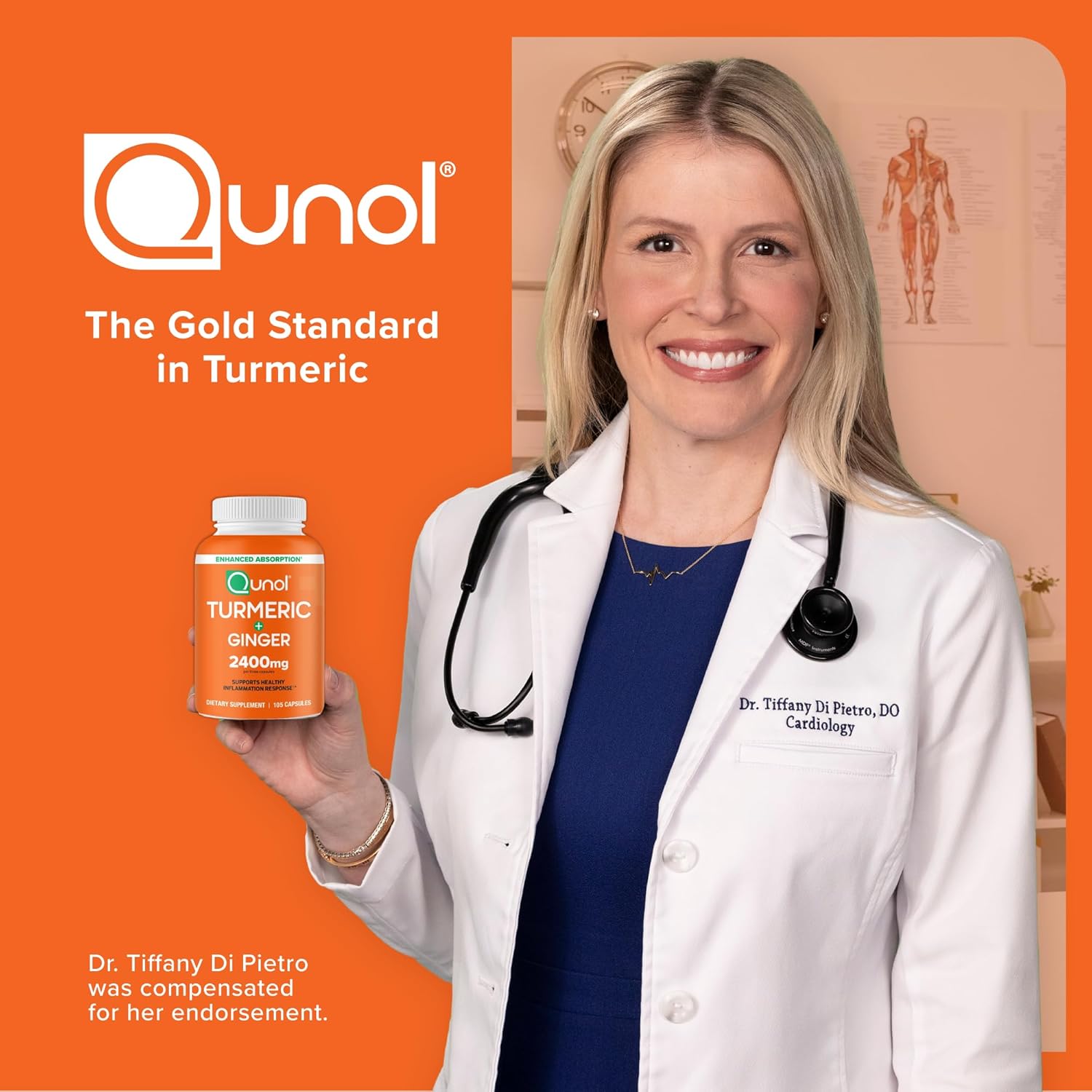 Qunol Turmeric Curcumin with Black Pepper & Ginger, 2400mg Turmeric Ex