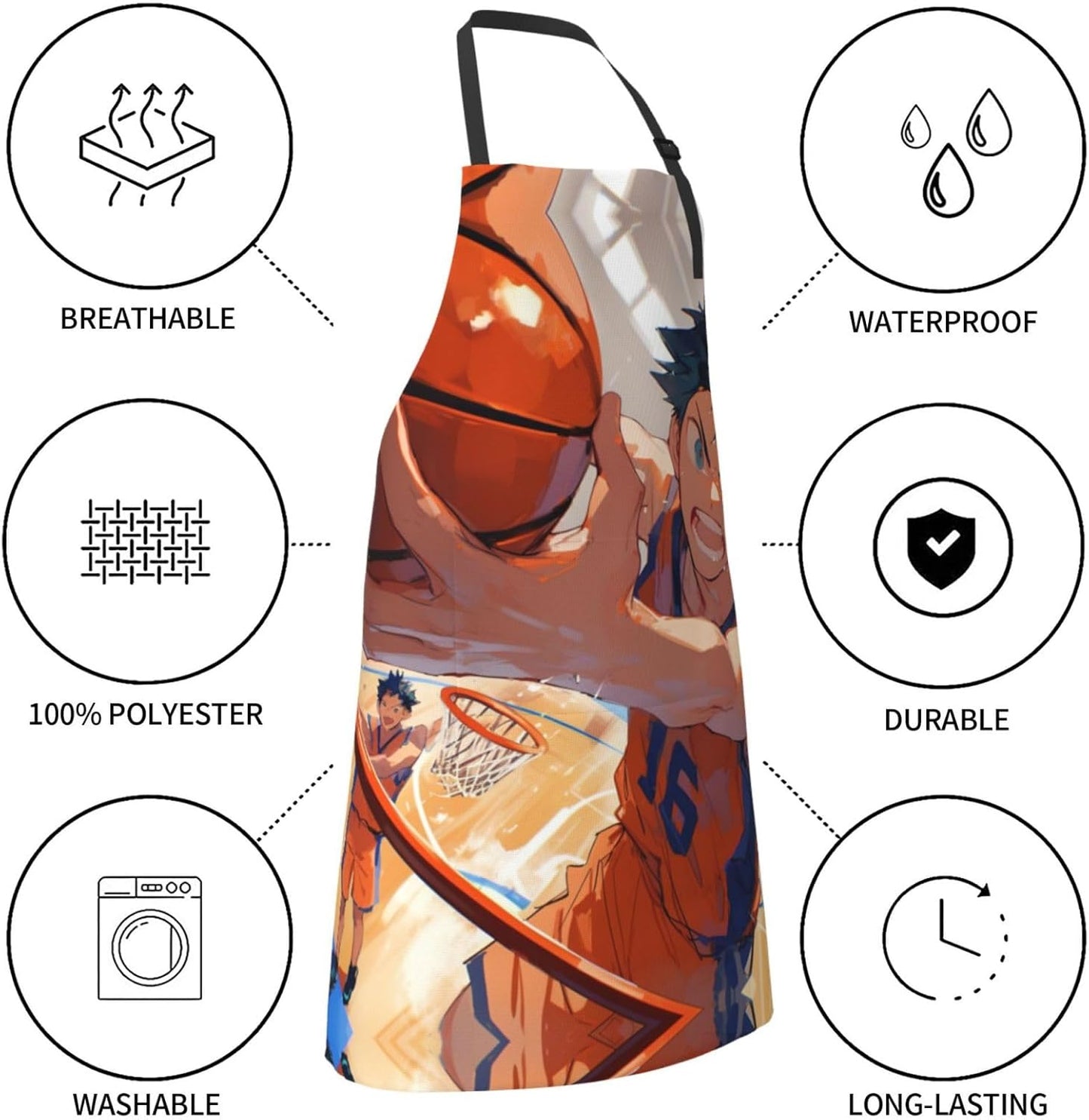 Basketball Shot print Waterproof apron with pocket adjustable cooking apron for adult kitchen bibs to bake