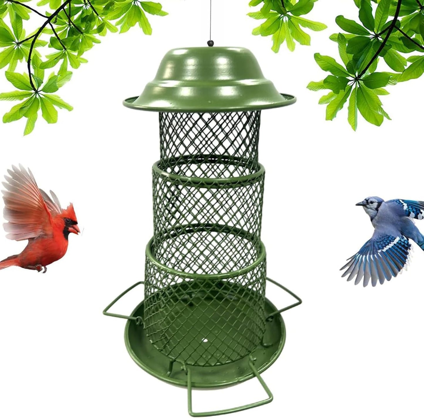Anti Squirrels Metal Wild Bird Feeder Feeding Stations Wide Roof Protections Dry Large Preservation for Garden Birds Anti Squirrels Weatherproof Metal Bird Feeder
