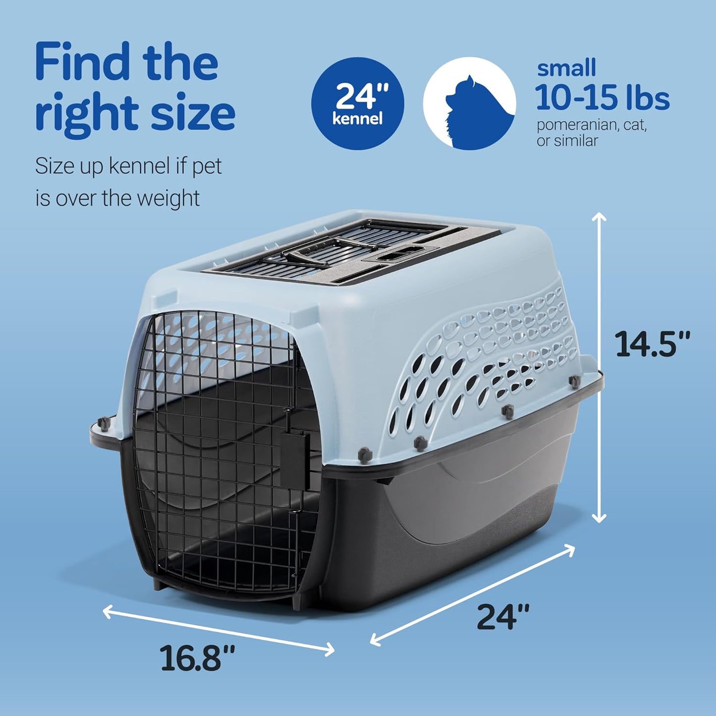 Petmate Dog Crates for Small Dogs & Cat Carriers, Two-Door Plastic Pet
