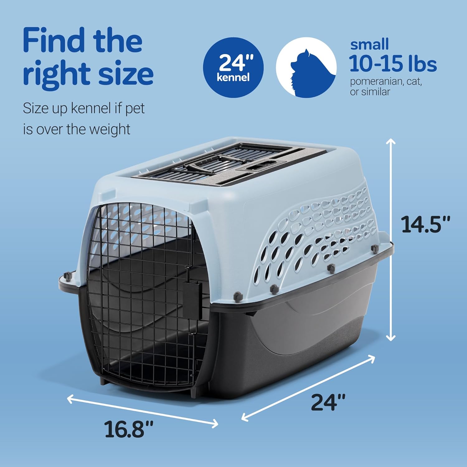 Petmate Dog Crates for Small Dogs & Cat Carriers, Two-Door Plastic Pet