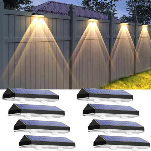 Solar Fence Lights Outdoor - 2700/4000/6000K 3 Mode, 8 Pack Solar Fenc