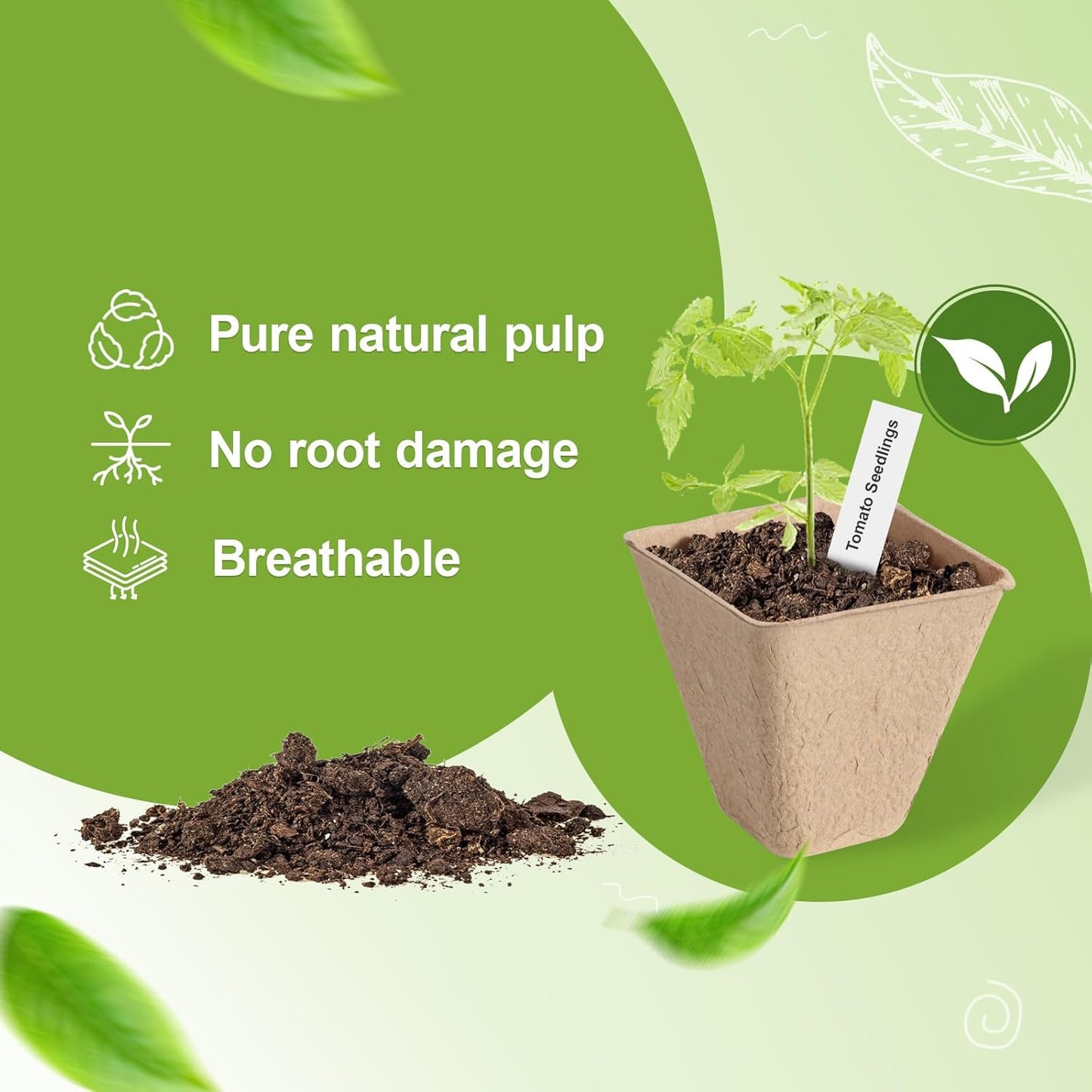 36 Pcs 3in Square Peat Nursery Pots, Biodegradable Herb Seed Nursery P