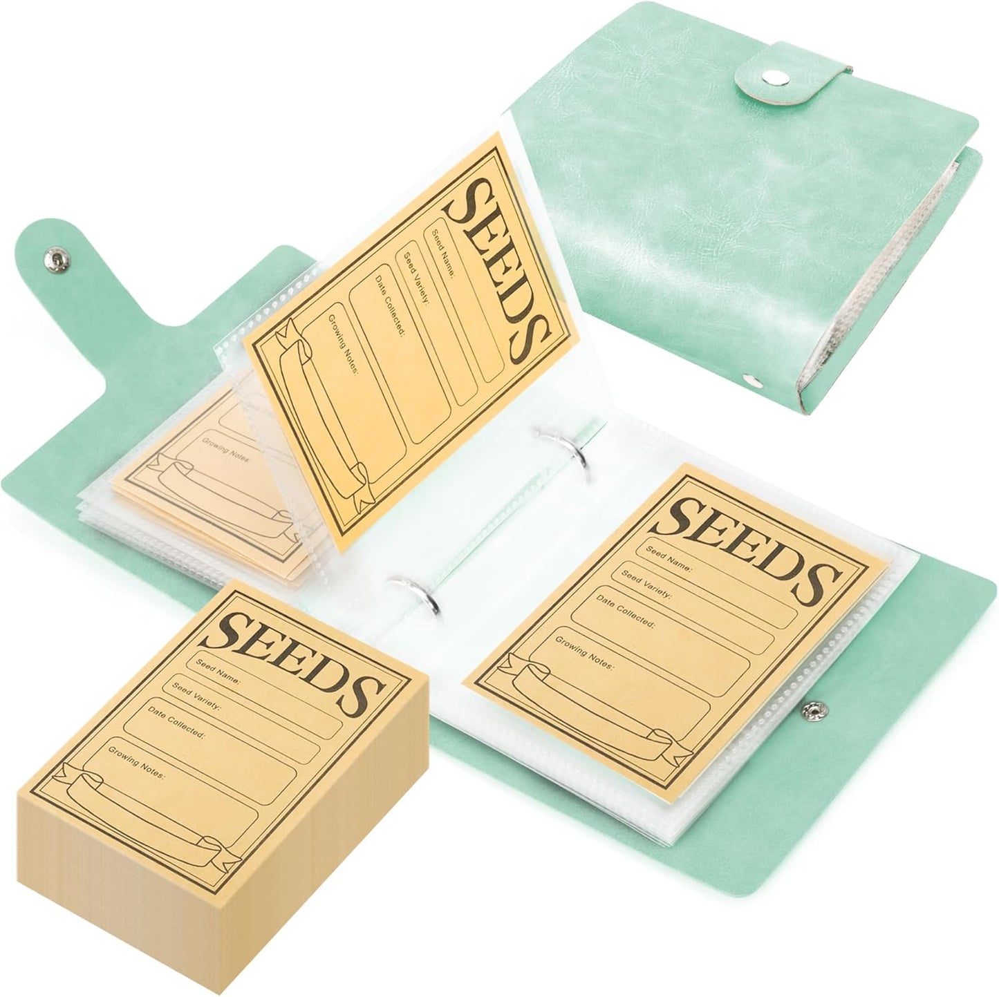 Seed Storage Organizer, 50 Pockets Seed Sleeves Binder with Envelopes 