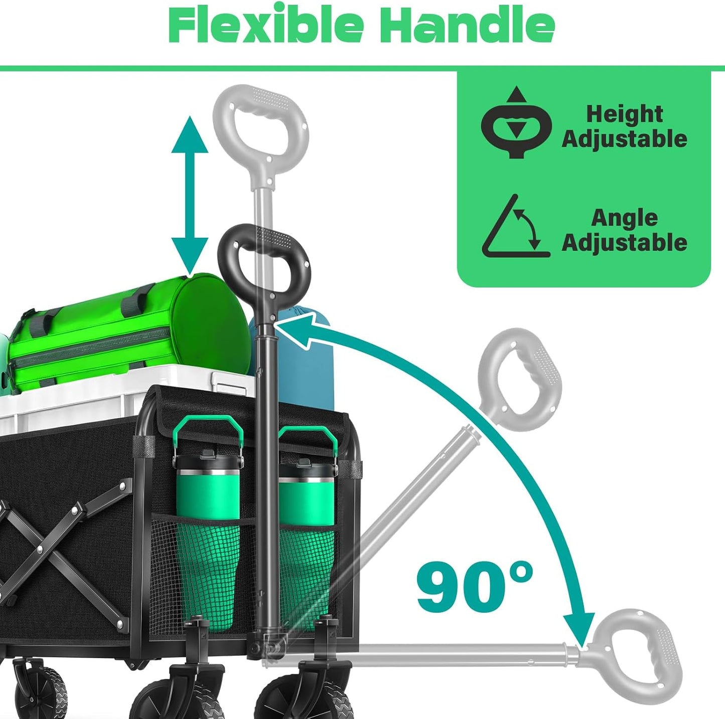 Collapsible Wagons carts Foldable Wagon, 280lbs Folding Wagon Cart with Wheels, Utility Camping Cart for Camping Picnic Grocery Sports Garden