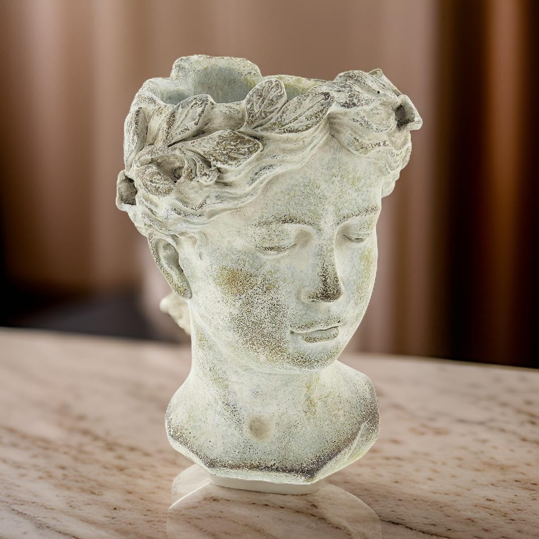 Distinctive Designs Greek/Roman Style Female Statue Head Cement Planter (Style 1)