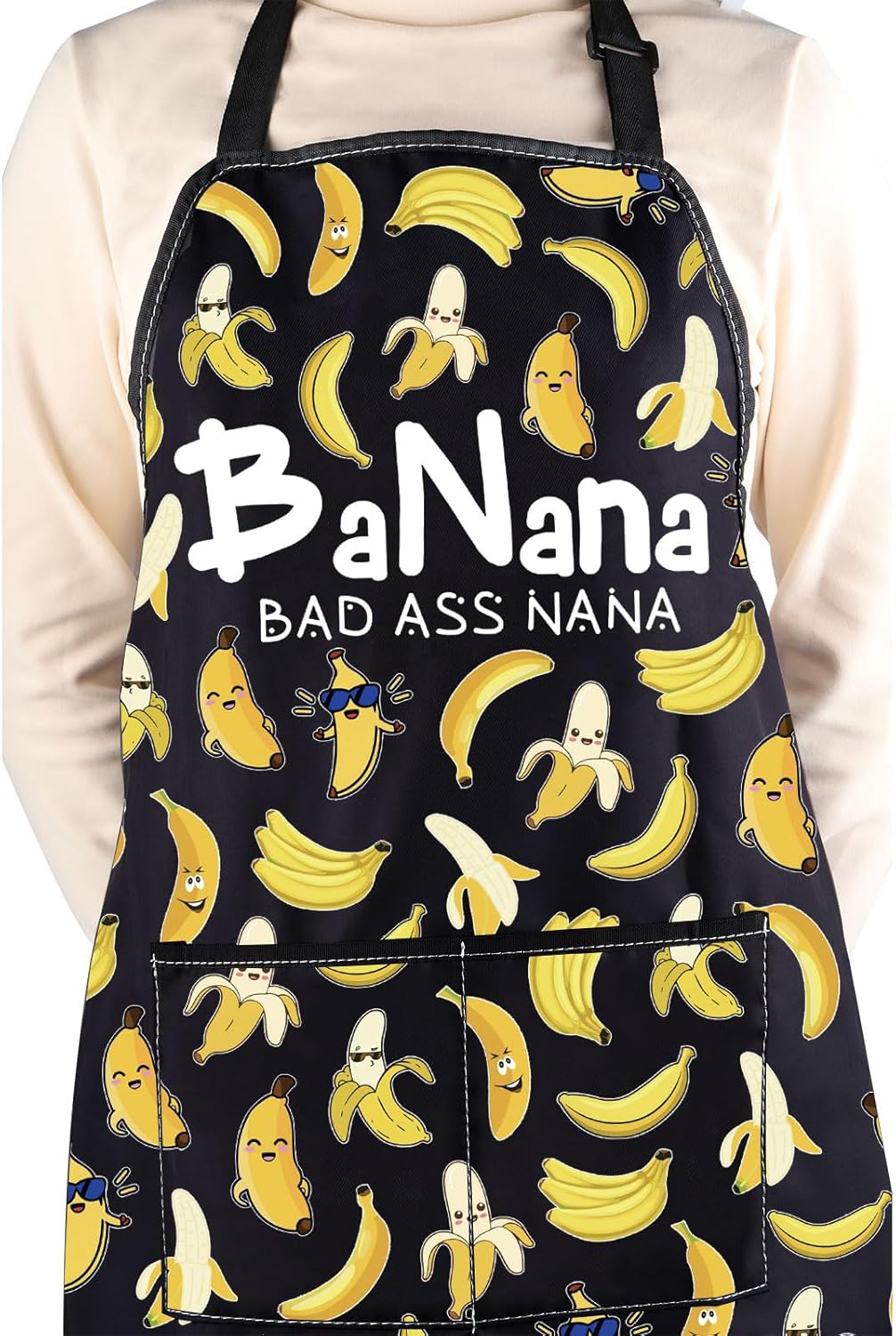WCGXKO Banana Bad Ass Nana Kitchen Apron Nana Banana Gift Best Nana Ever Gift Women Grandma Birthday Gift Mother’s Day Gift