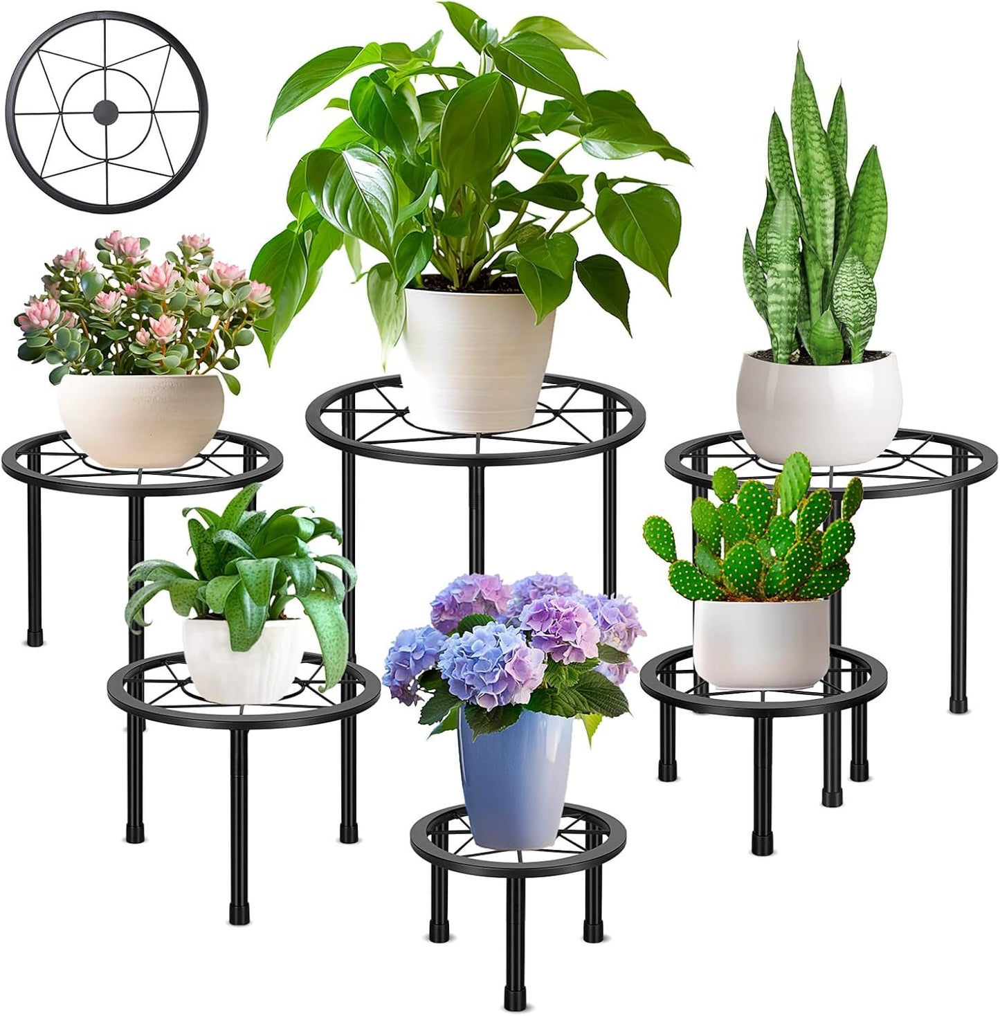 6 Pack Metal Plant Stands, Heavy Duty Plant Stand for Indoor Outdoor, 