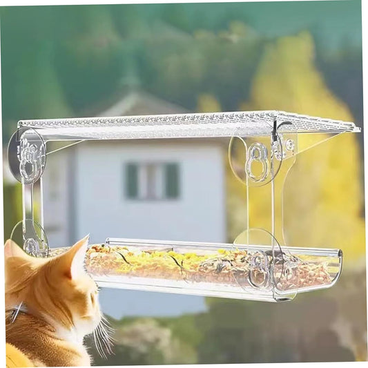 Window Bird Feeders with Strong Suction Cups 480ml Window Bird Feeder with Removable Feeding Trays and Water Compartment Bird Feeder with Drainage Holes for Clear Window View