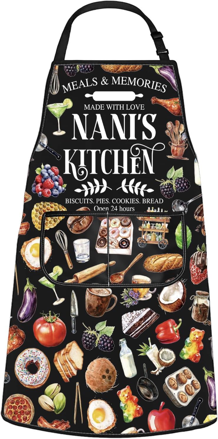 WCGXKO Nani’s Kitchen Apron Grandmother Birthday Gift Best Nani Ever Merch Mother’s Day Gift for Grandma