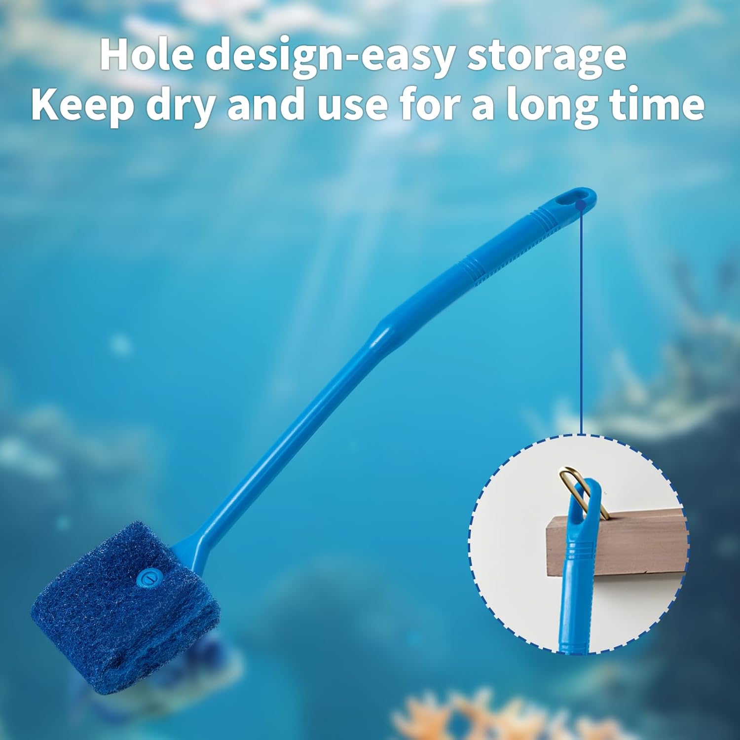 SLSON Aquarium Algae Scraper Double Sided Sponge Brush Cleaner Long Ha
