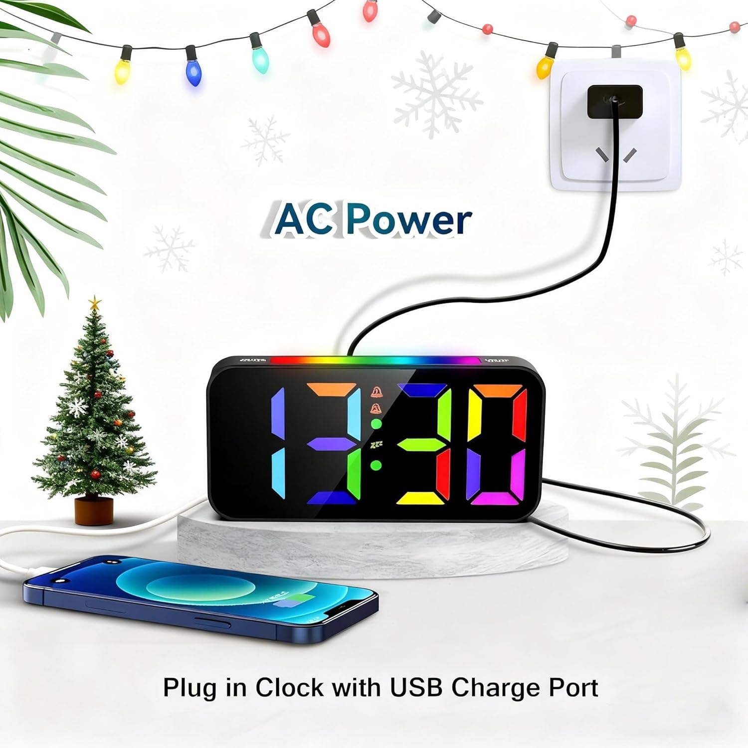 Loud Alarm Clocks for Bedrooms Heavy Sleepers, Plug-in Digital Bedside