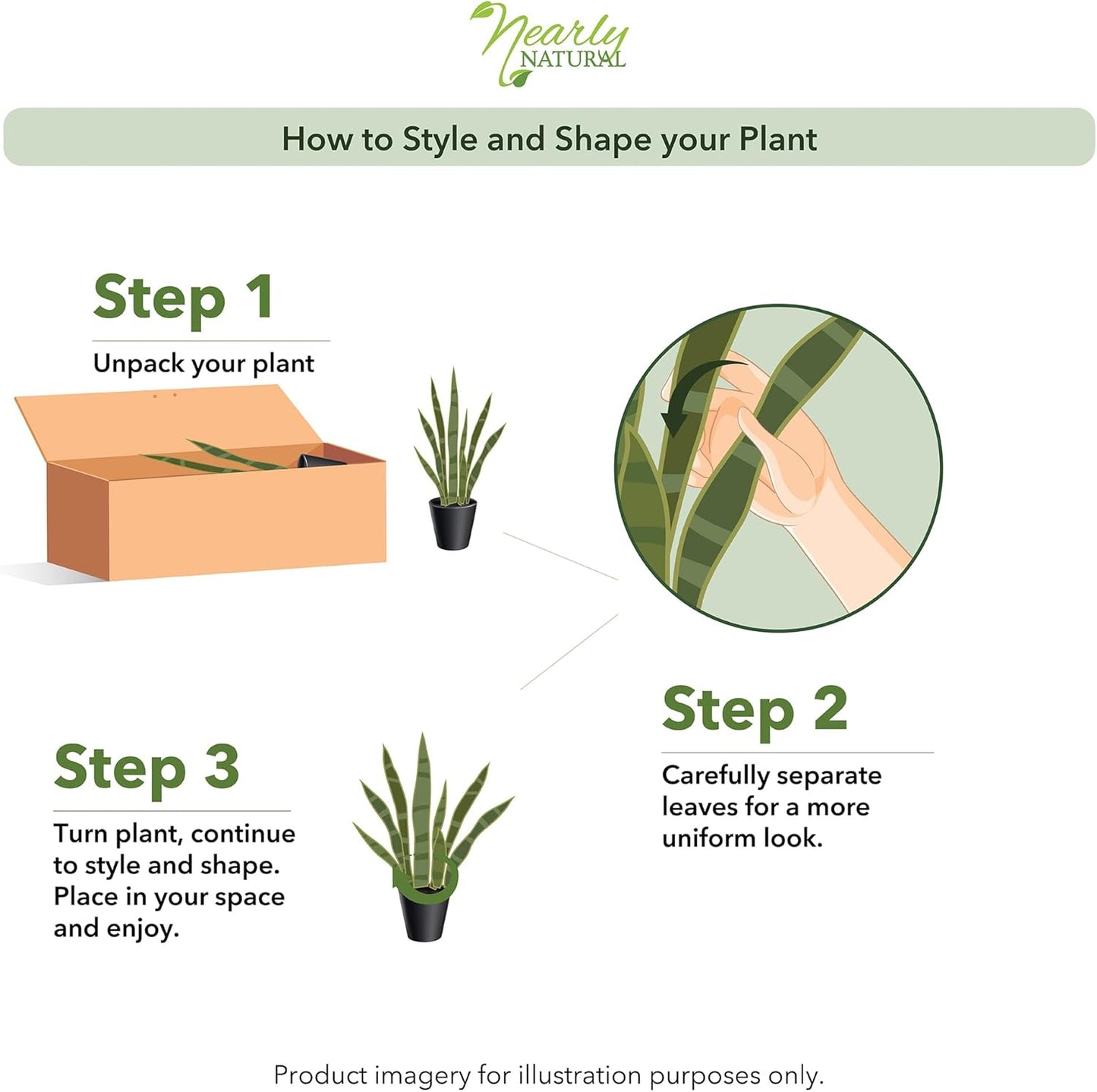 Nearly Natural 46in Artificial Snake Plant, Sansevieria Faux Greenery for Indoor Home Office Decor