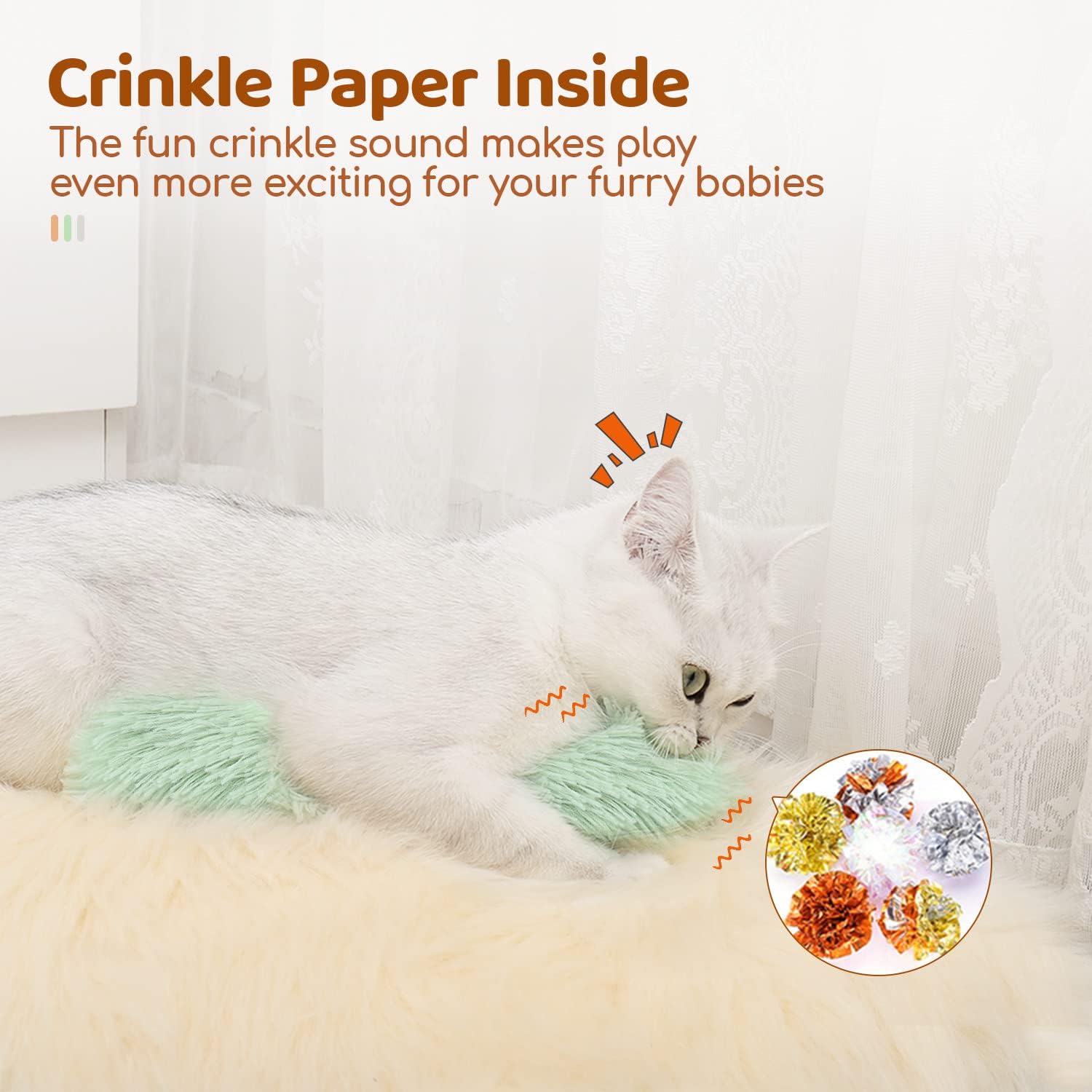 Potaroma Cat Toys Pillows, 3 Pack, Soft and Durable Crinkle Sound with