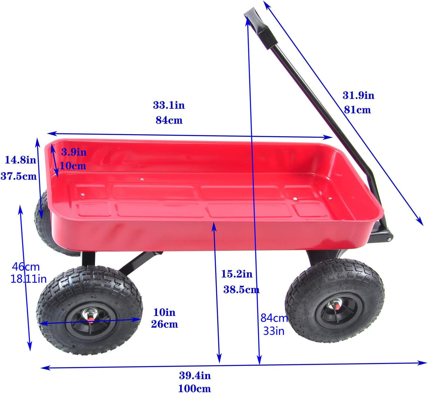 Garden Cart Outdoor Utility Wagon with Solid Wheels Beach Wagon,All Te