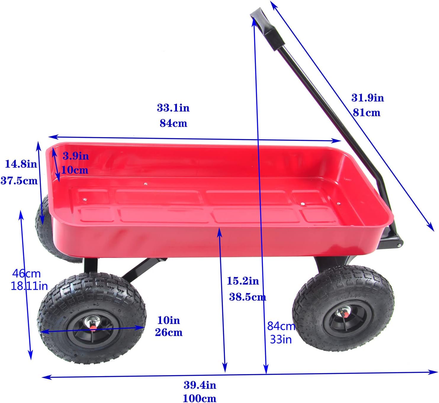 Garden Cart Outdoor Utility Wagon with Solid Wheels Beach Wagon,All Te