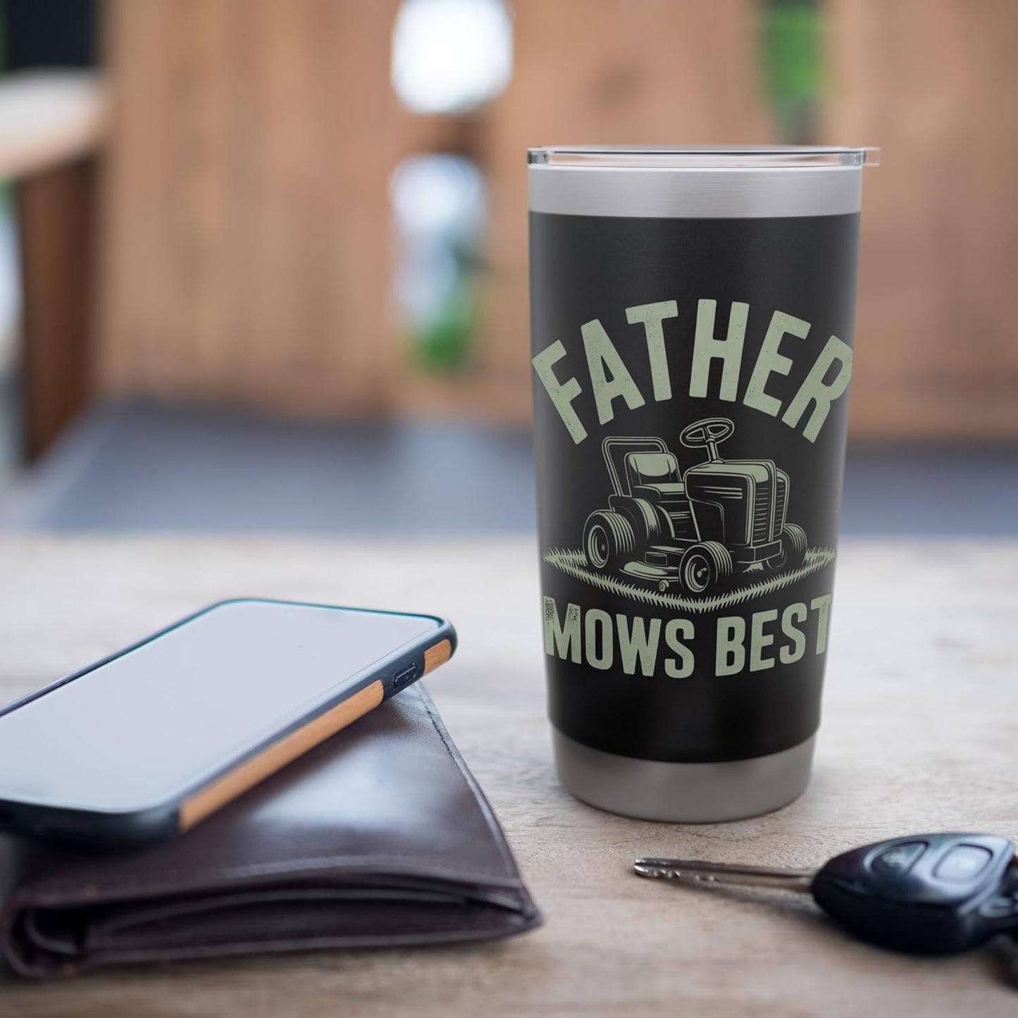 father mows best funny fathers day dad jokes lawn mowing Stainless Steel Insulated Tumbler