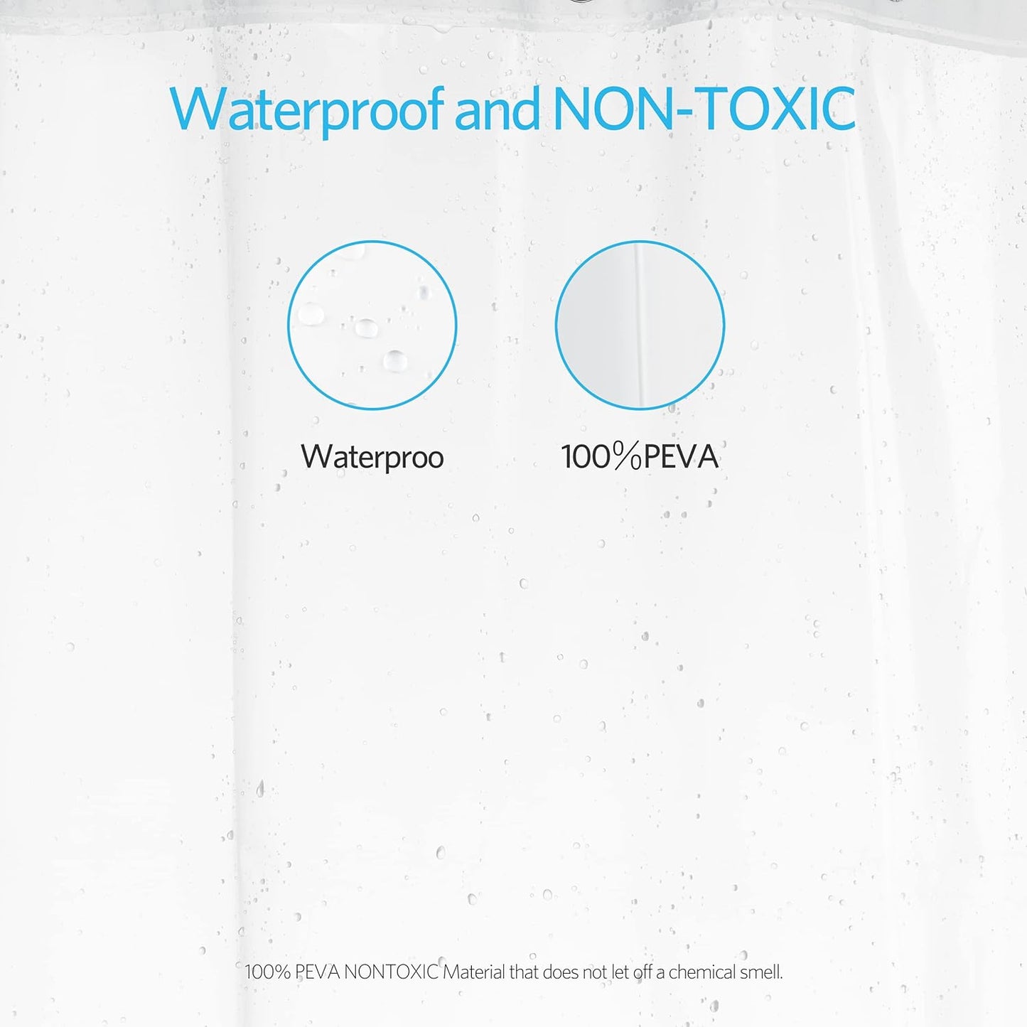 EHZNZIE Clear Shower Curtain Liner Light Weight PEVA, Shower Liner 72x72 Inches, Waterproof, No Chemical Smell with 12 Rust Proof Metal Grommets Holes for Bathroom Shower Curtain