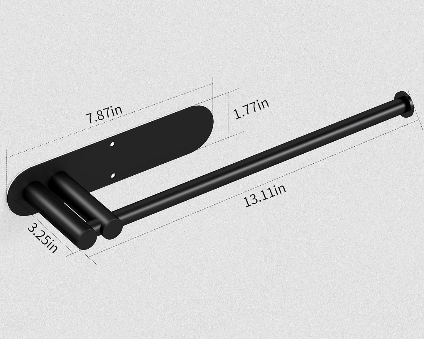 Under Cabinet Paper Towel Holder for Kitchen, Upgraded Heavy Duty Double Pole Design, Both Available in Adhesive & Screws, Self-Adhesive Bar Rack for Kitchen Towel, Stainless Steel, Black
