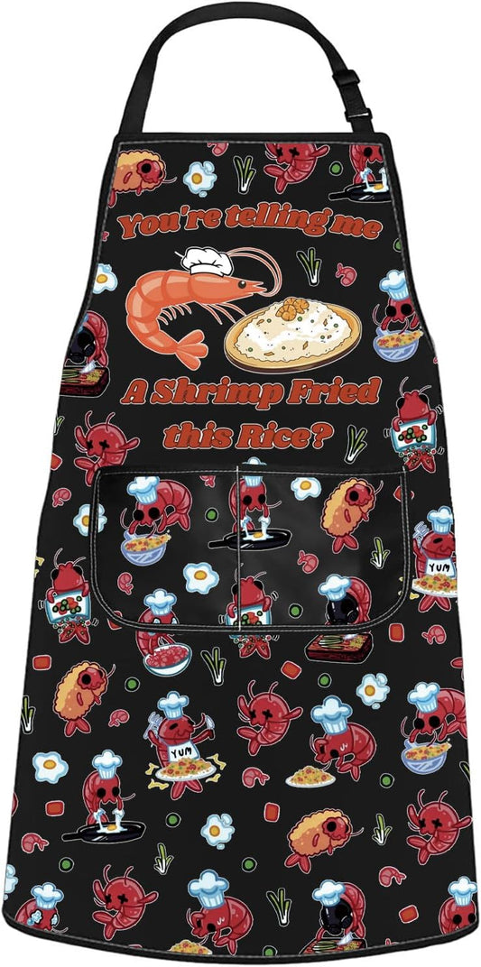 WCGXKO Funny Saying Inspired Kitchen Apron Humorous gift Shrimp Fried Rice Funny Gift for Shrimp Lover