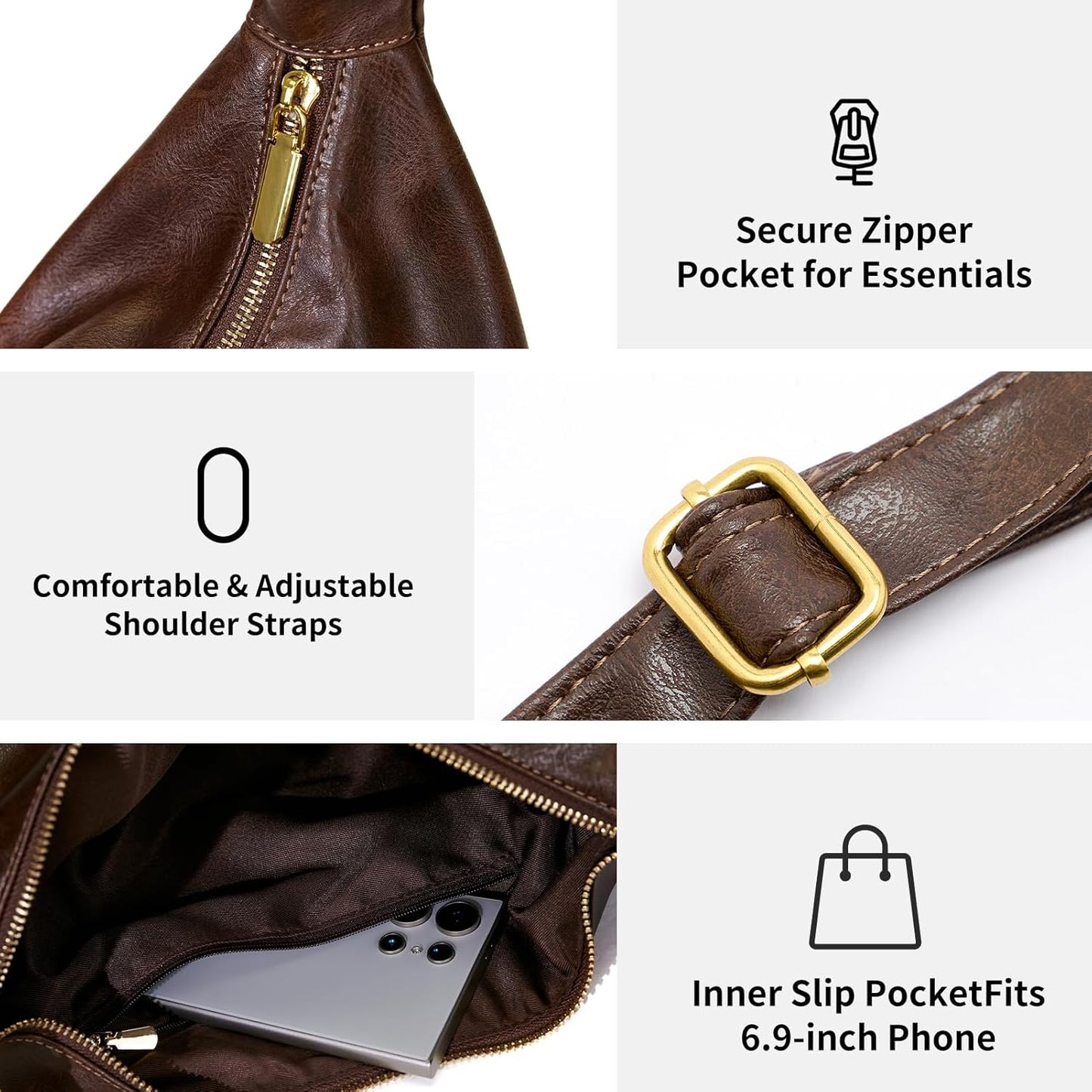 celestina Hobo Bags for Women, Ultra Soft Foldable Vegan Leather Shoul