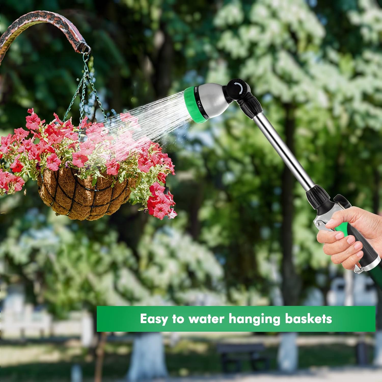 RESTMO Metal Watering Wand, Heavy Duty Garden Hose Wand with 180° Swiv