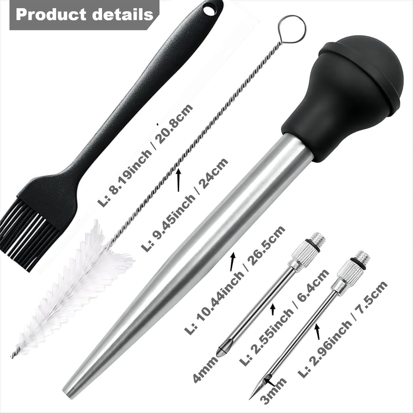 Turkey Baster, Baster Syringe for Cooking, Stainless Steel Turkey Bast