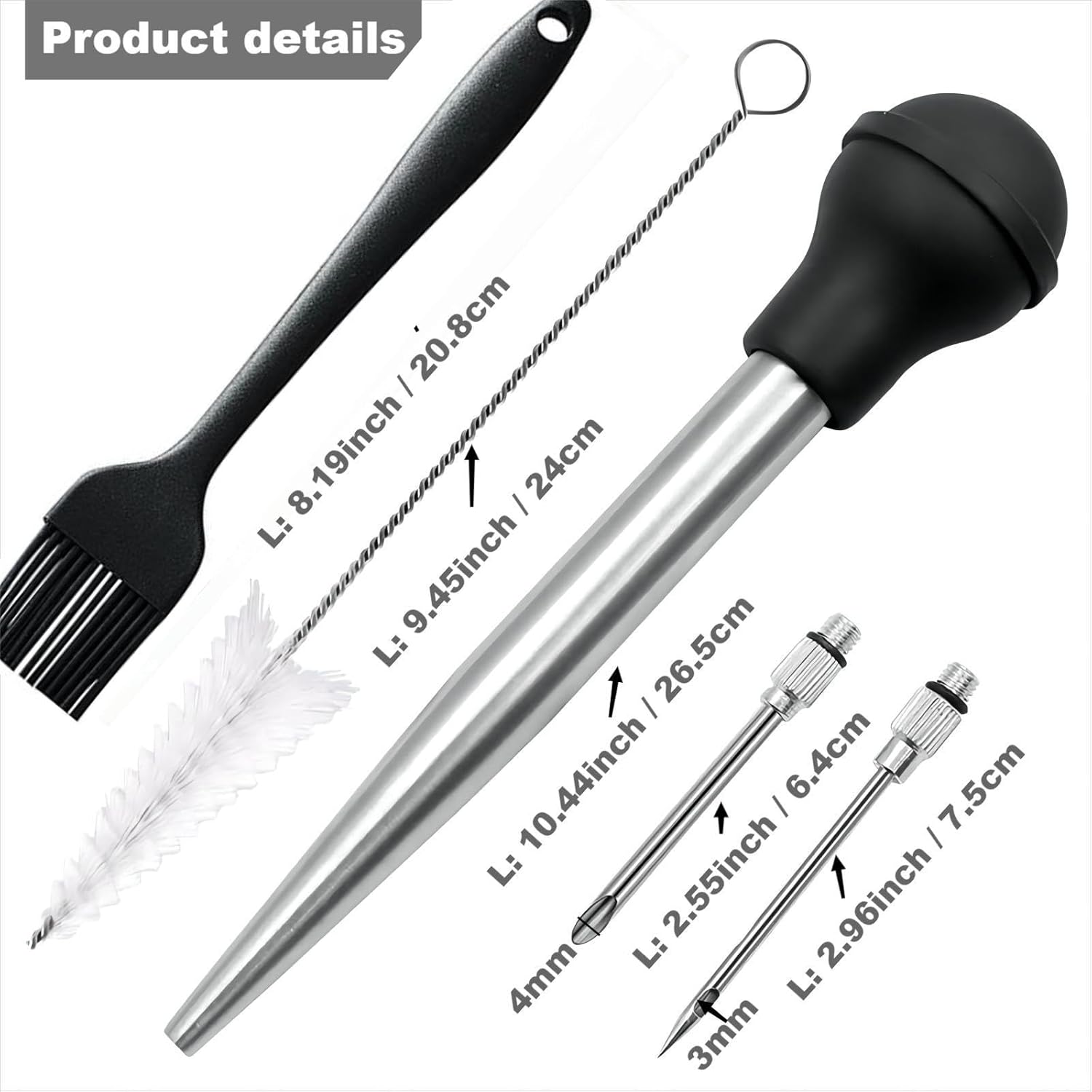 Turkey Baster, Baster Syringe for Cooking, Stainless Steel Turkey Bast