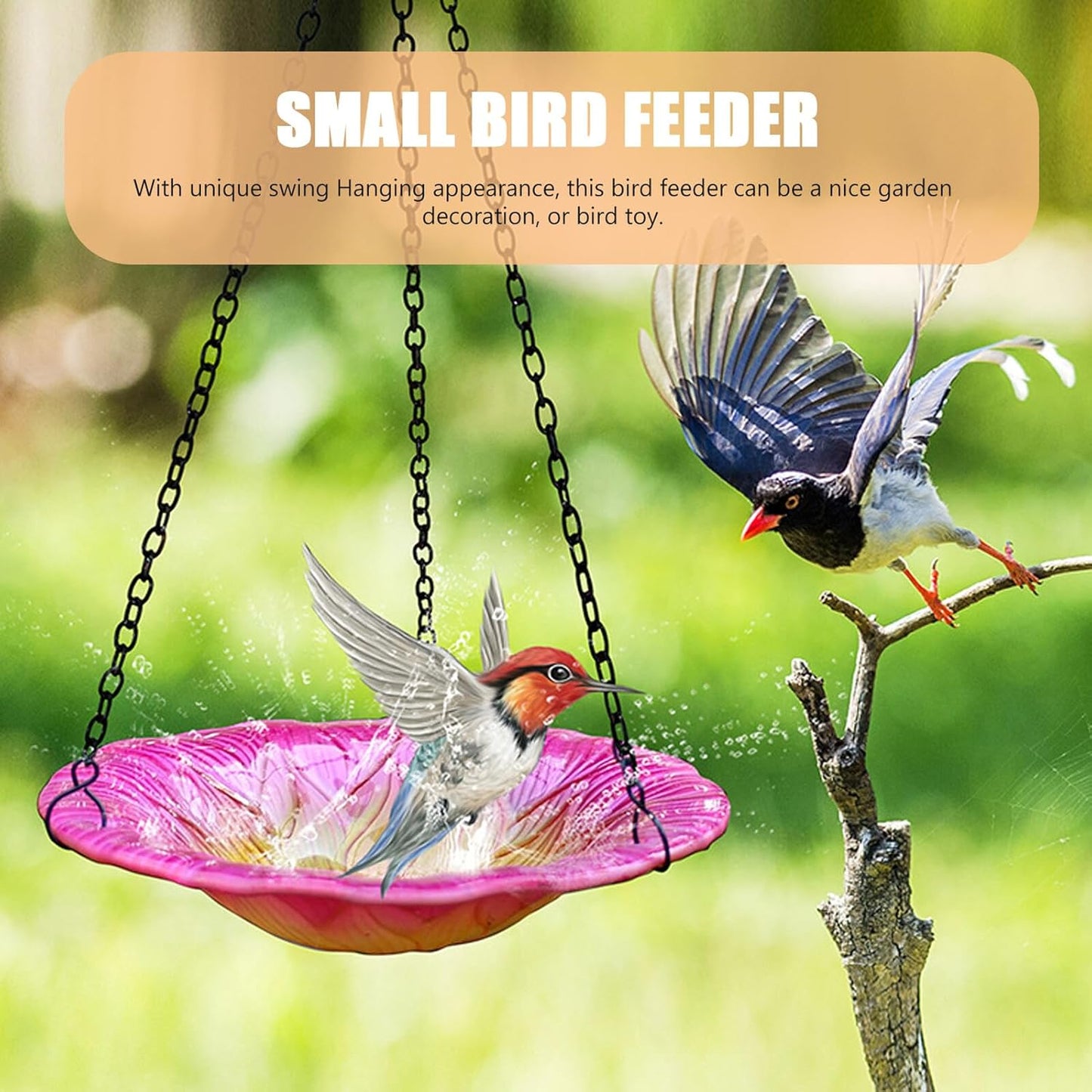Milisten Hanging Flower-Shaped Bird Feeder and Bath for Outdoors, 8-in