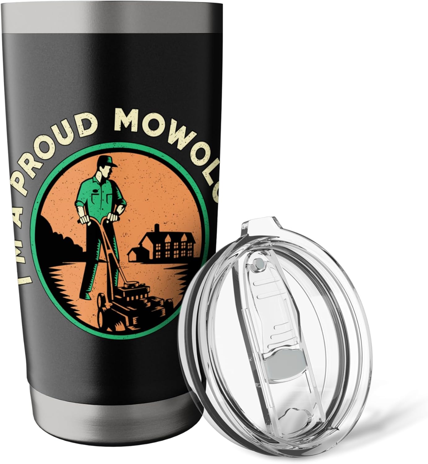 I'm A Proud Mowologist Mower Garden Care Retro Lawn Mowing Stainless Steel Insulated Tumbler