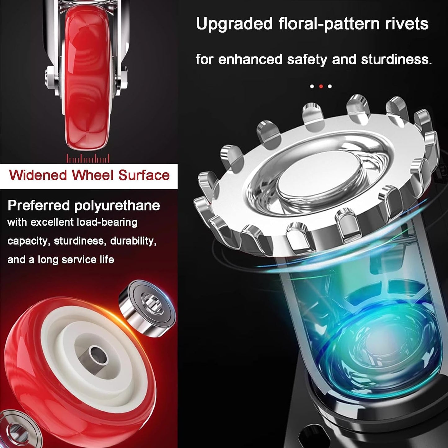 4 inch Casters Load 2400lbs -Includes 2 Sets of Adaptive Screws -Locka