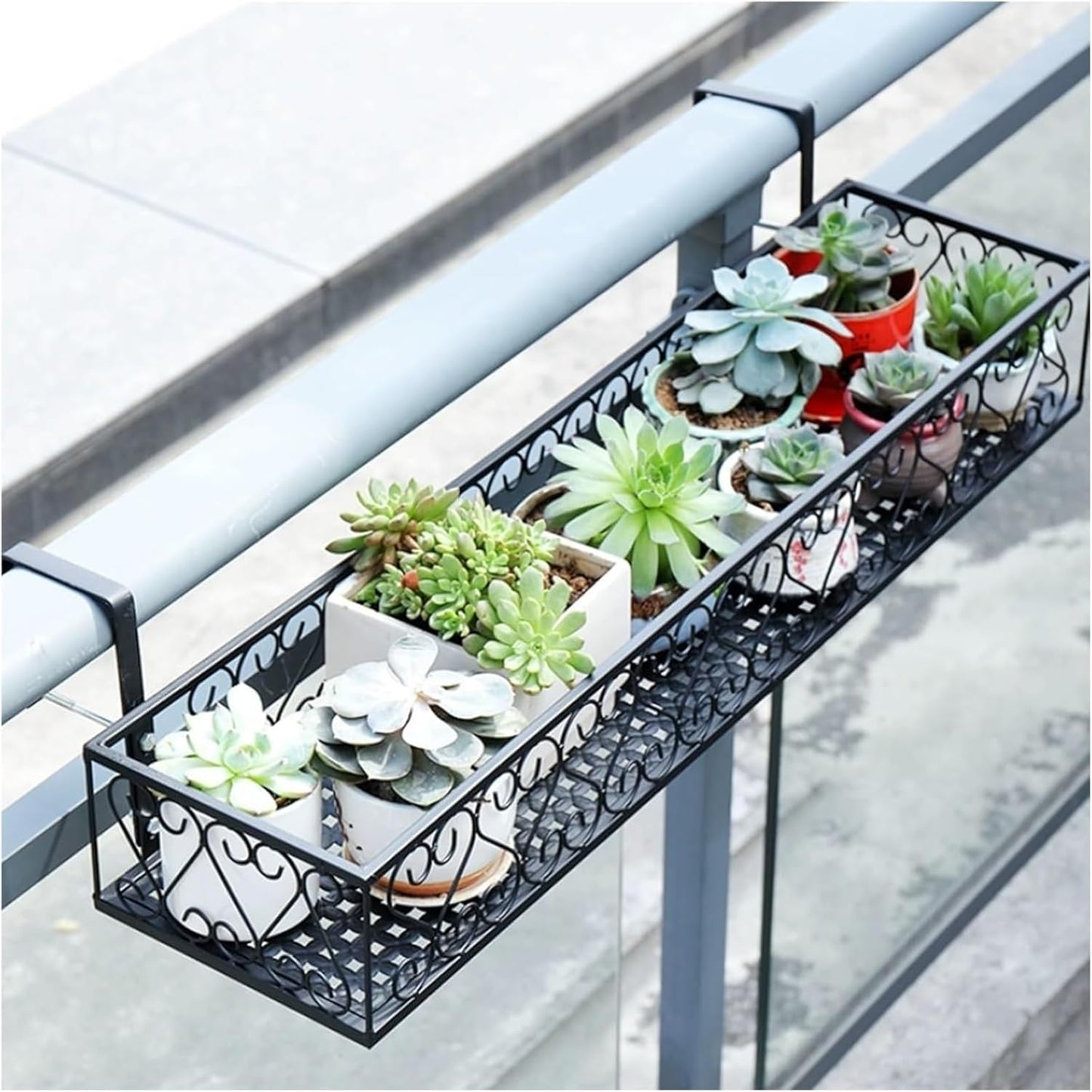 Thick Railing Planter & Fence Planters - Durable Hanging Flower Shelf for Balcony, Window Sill & Succulent/Pothos Plant Stand (30x60x18cm)