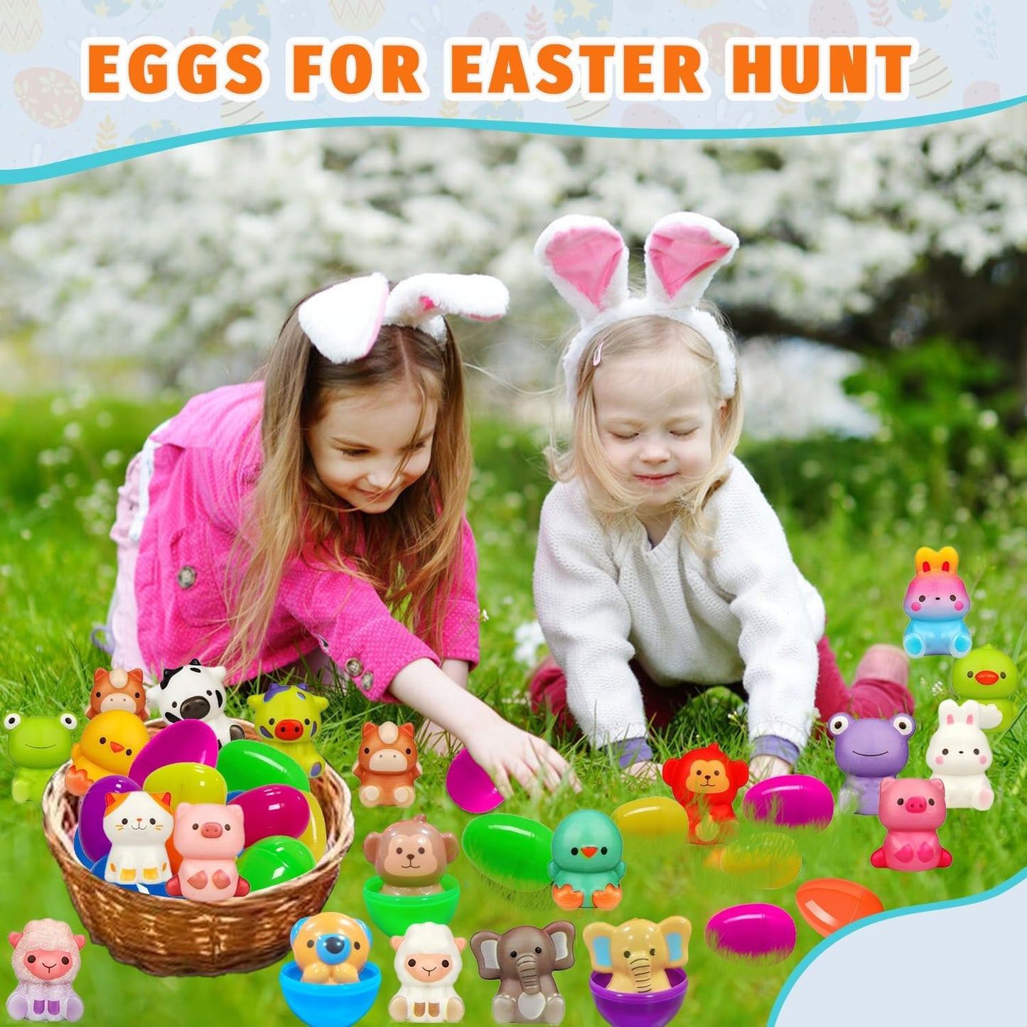 24 Pack Filled Easter Eggs for Kids Prefilled Egg Fillers Squishy Toys