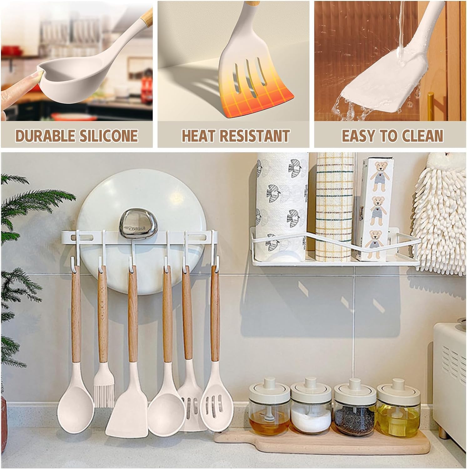Umite Chef Kitchen Cooking Utensils Set, 33 pcs Non-Stick Silicone Coo