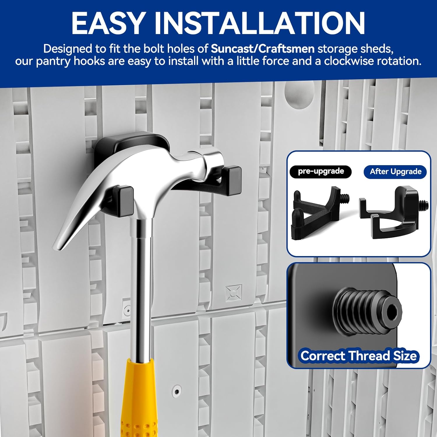 Storage Hooks Compatible with Lifetime and Suncast Sheds – Heavy-Duty 