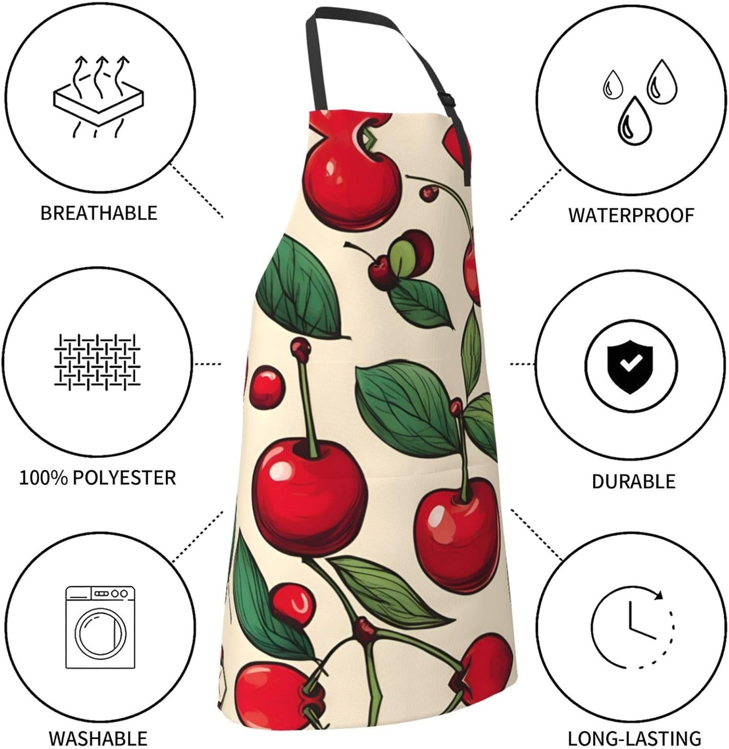 lovely sweet red cherry 2 print Waterproof chef's apron with pocket ap