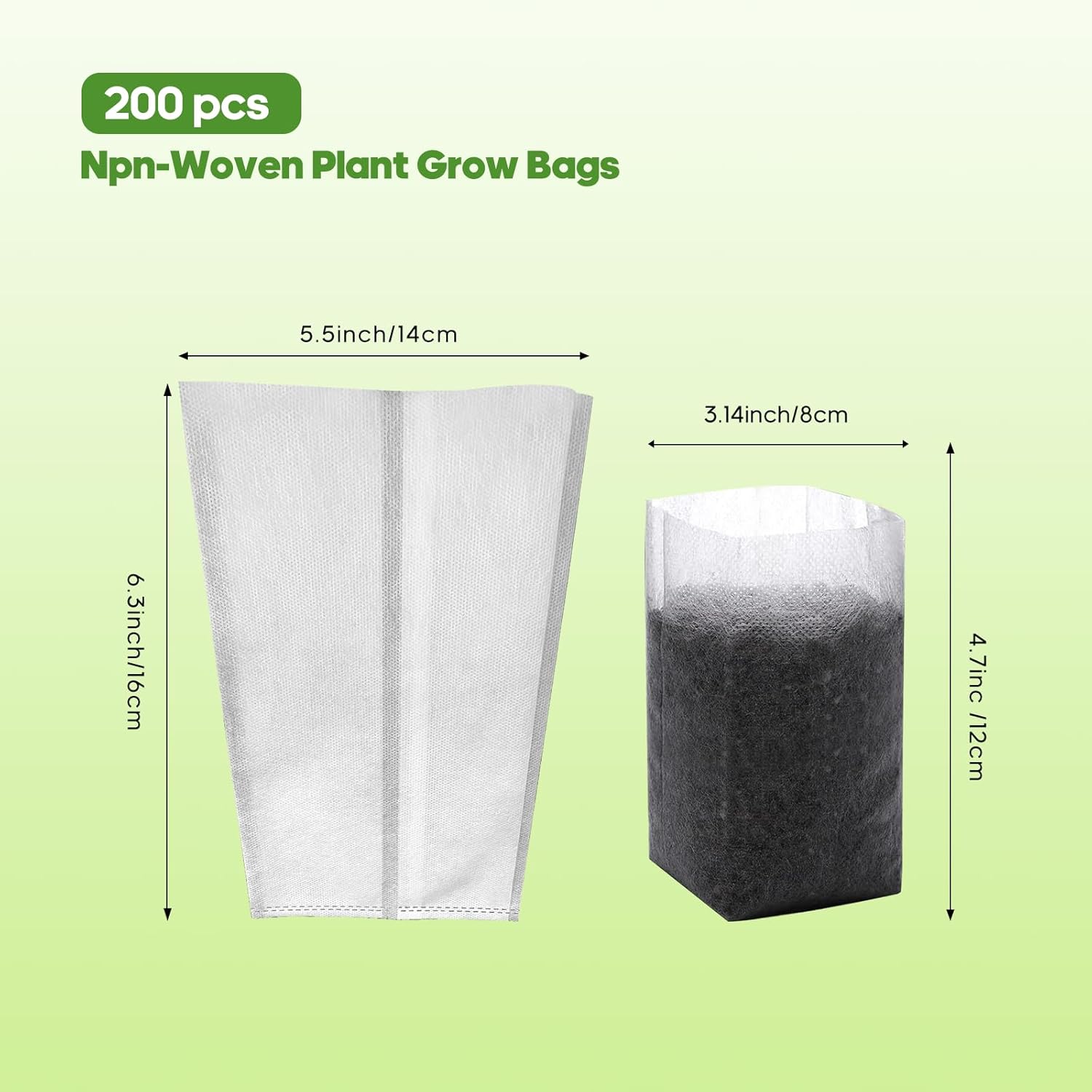 Plant Grow Bags 5.5"x6.3"200pcs Biodegradable Planting Bags Seed Start