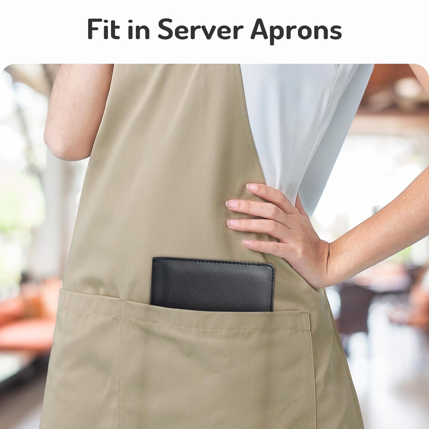 Forvencer Server Book, 2 Zipper Pocket, Server Books for Waitress, Waitress Book for Servers, Fits Waitress Apron, Guest Book, Waitress Accessories, Serving Book,Receipt Holder, Black