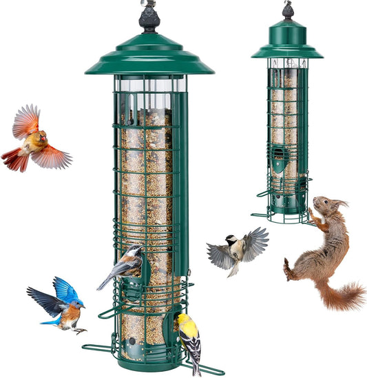 Kingsyard Squirrel Proof Bird Feeders for Outdoors with Weight-Activat
