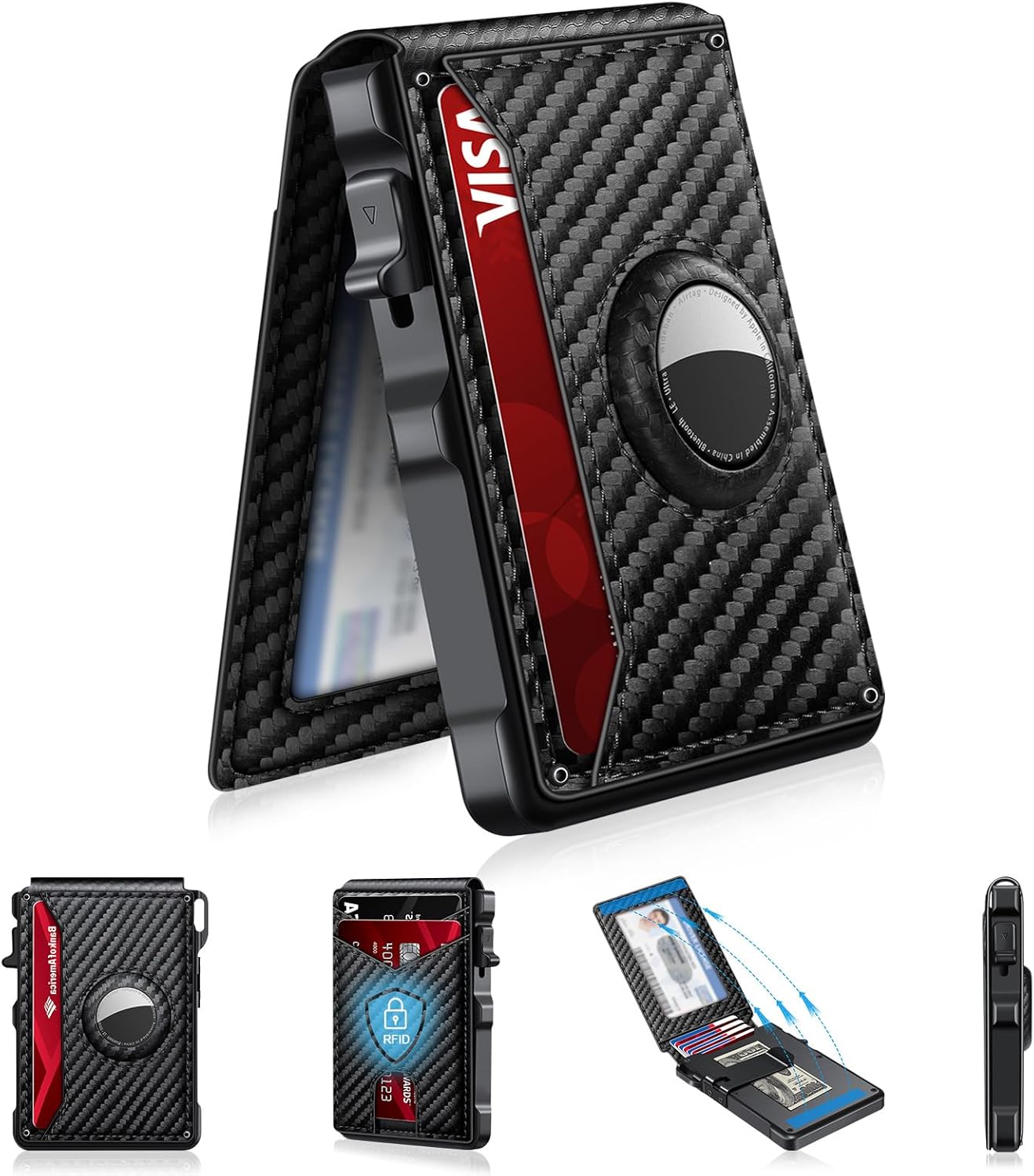 Airtag Wallet for Men, Mens Smart Wallet for Air Tag RFID Blocking, Mi
