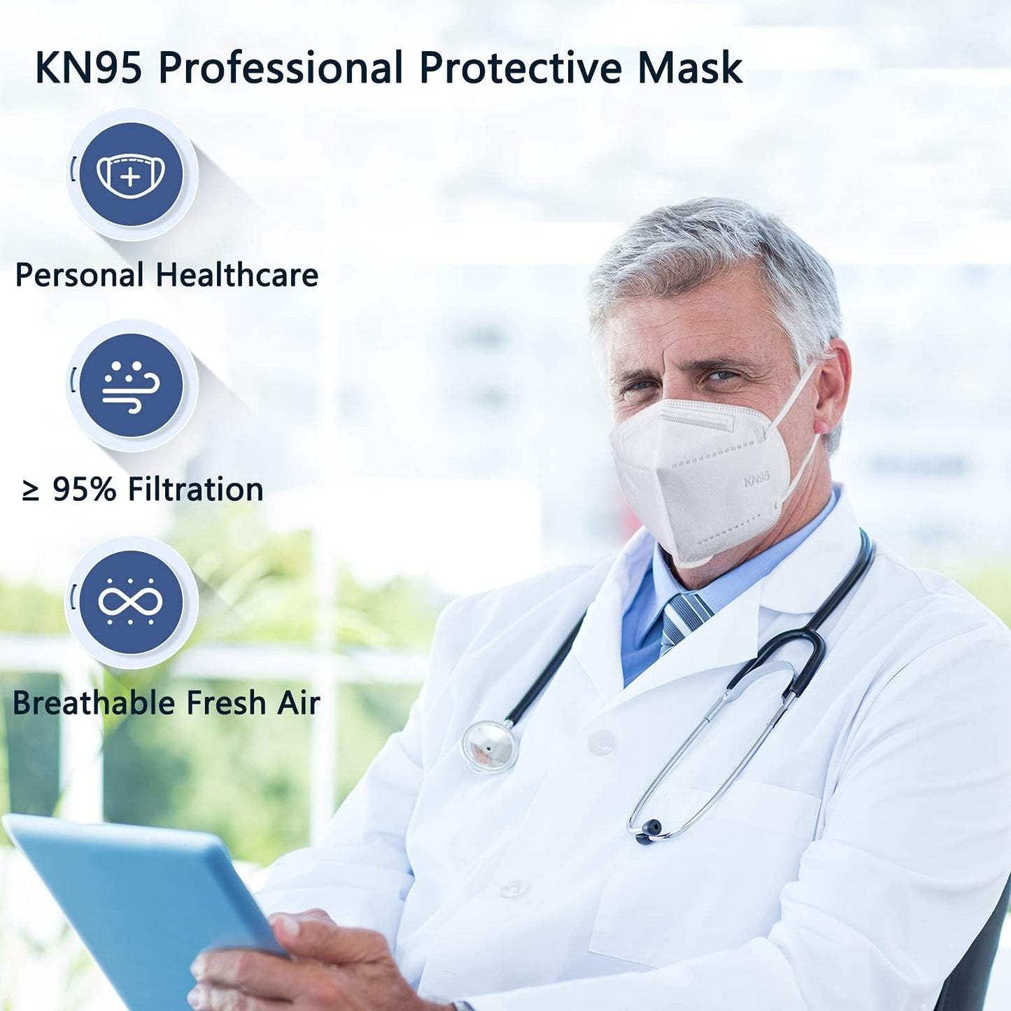 BLScode KN95 Face Mask 60 Pack,Individually Wrapped 5-Layer face Masks