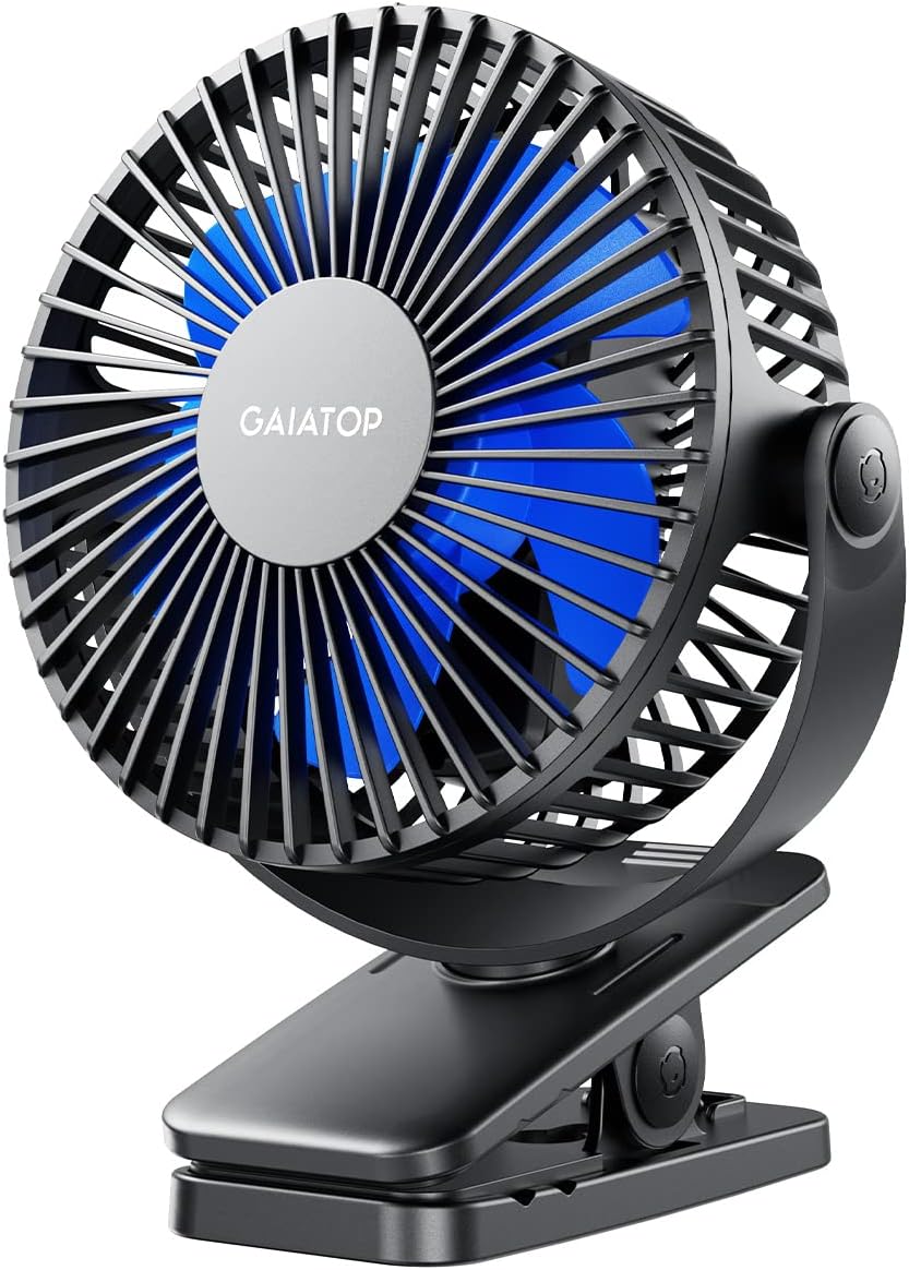 Gaiatop Portable Clip on Fan Battery Operated, Small Powerful 3 Speed 