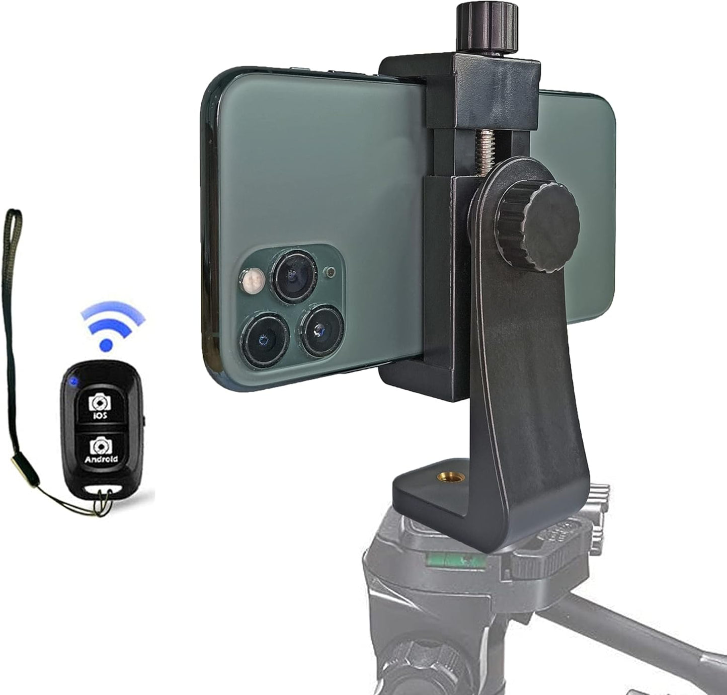 Peastrex Universal Phone Tripod Mount Adapter with Ｗireless Camera Remote, Cellphone Holder Vertical and Horizontal Tripod Mount Rotatable Bracket Clamp for iPhone, Android Cell Phone, Selfie Stick