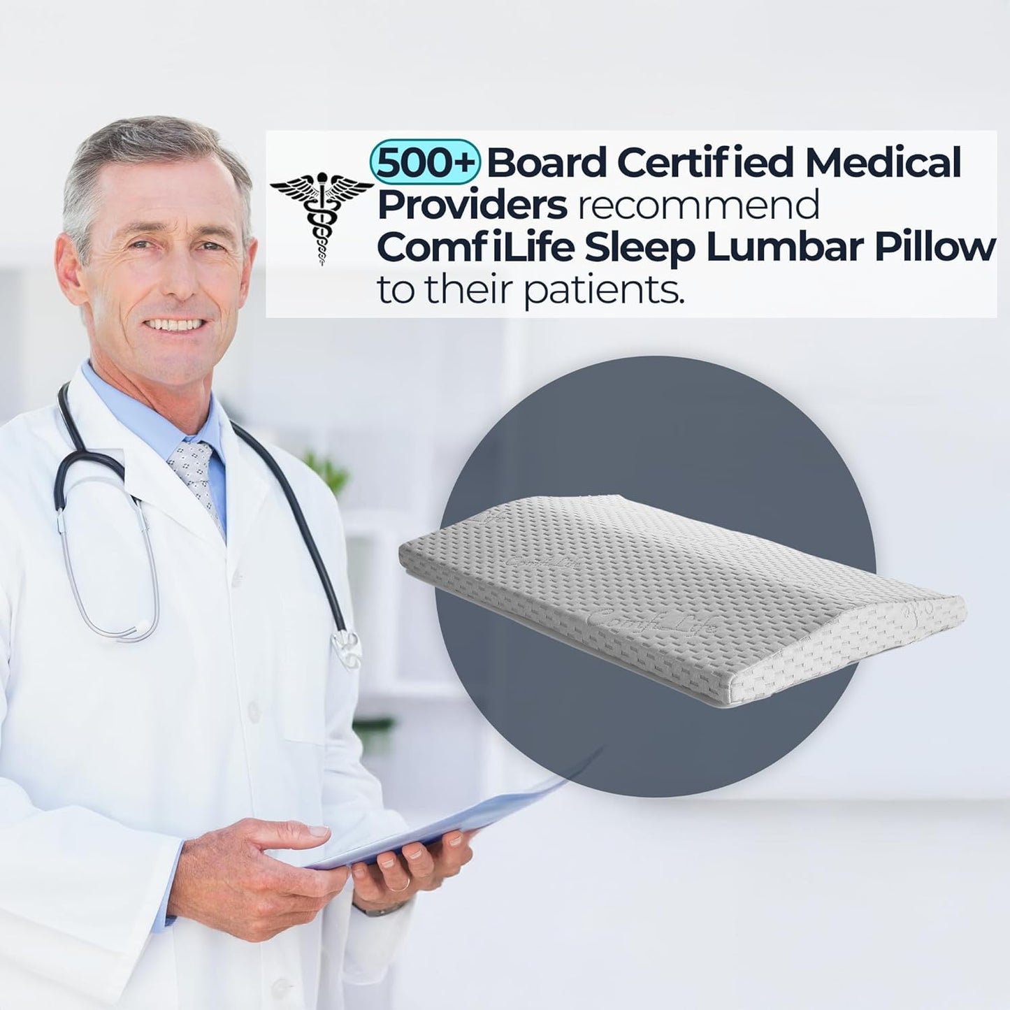 ComfiLife Lumbar Support Pillow for Sleeping Memory Foam Pillow for Ba